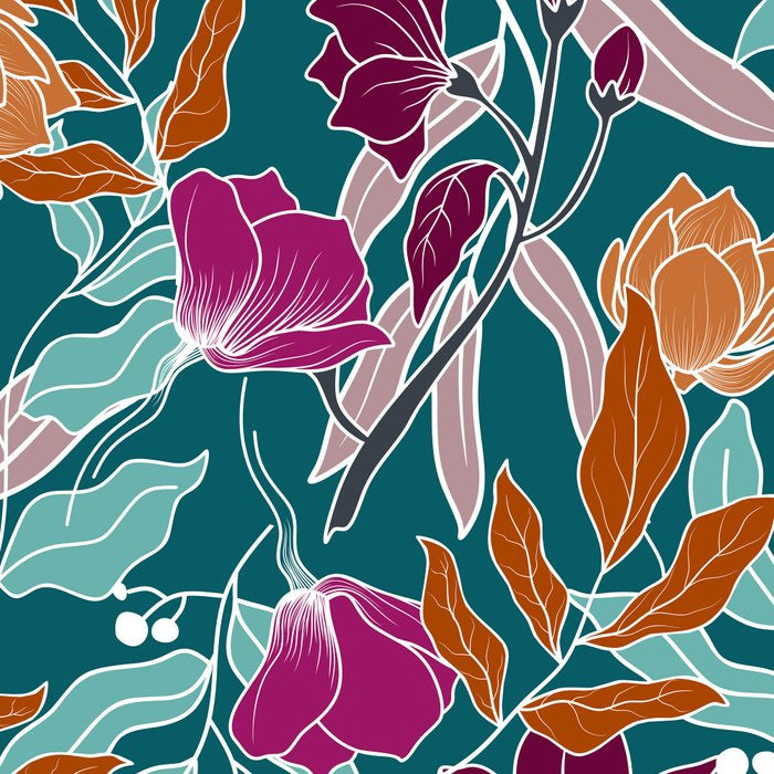 Colorful Floral Jungle, Green, Teal, Magenta and Orange, Flower Prints Coffee Mug Gallery Image 2