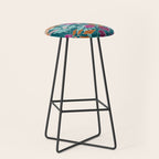Colorful Floral Jungle, Green, Teal, Magenta and Orange, Flower Prints Stool Gallery Image 1