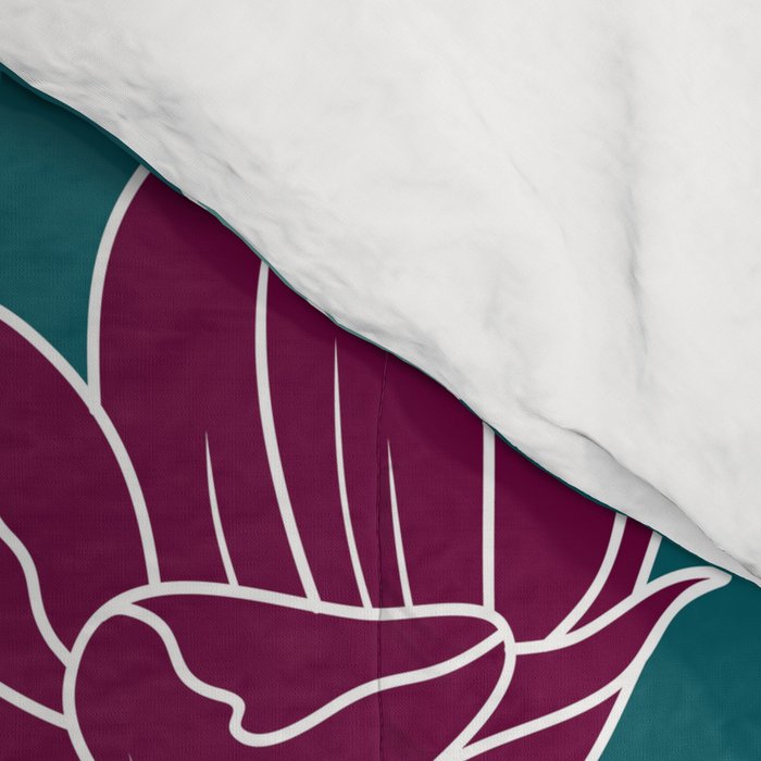 Colorful Floral Jungle, Green, Teal, Magenta and Orange, Flower Prints Comforter Gallery Image 4