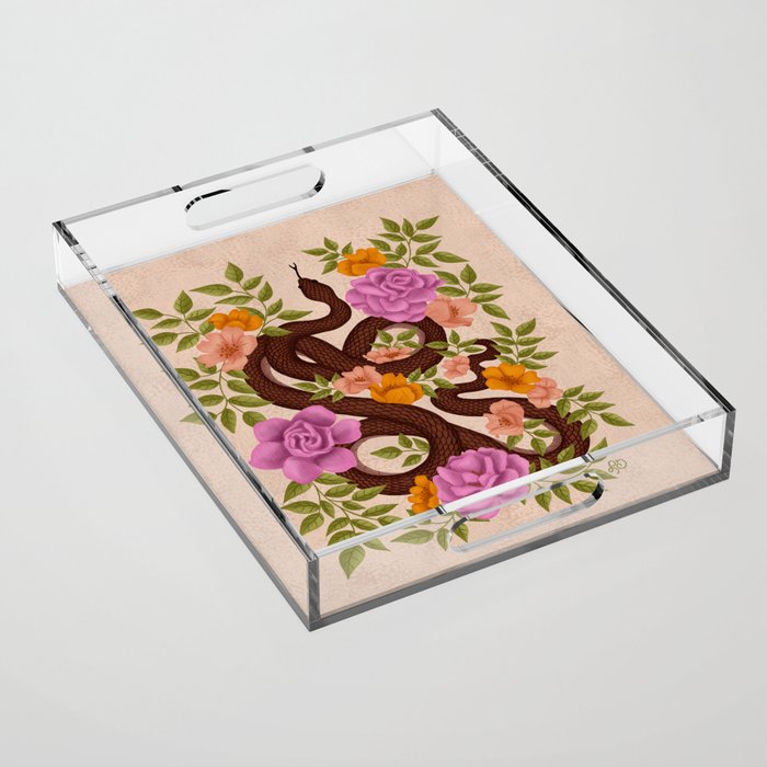 Year of the Snake-Garden Serpent in Bloom Acrylic Tray Gallery Image 1