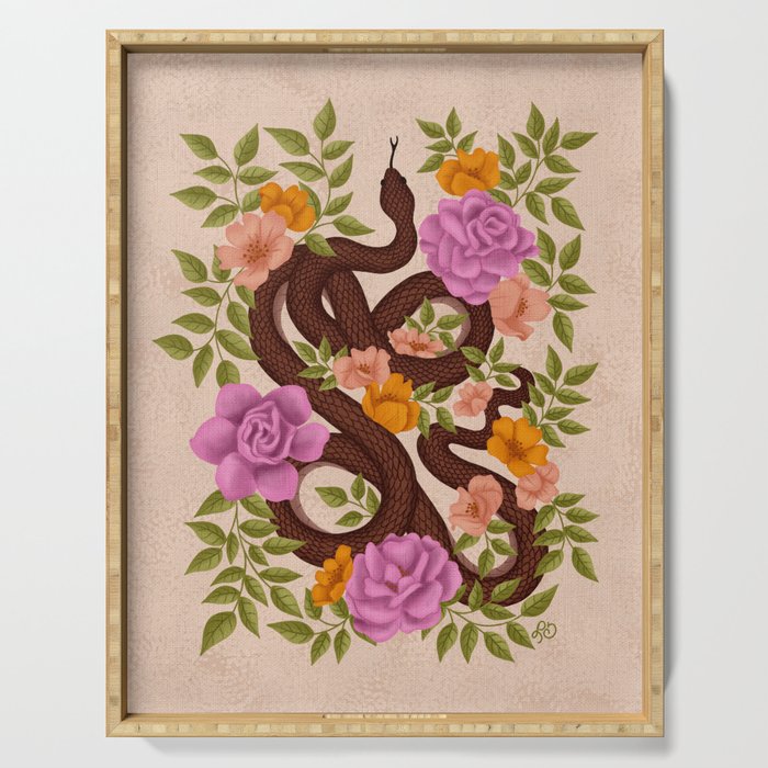 Year of the Snake-Garden Serpent in Bloom Serving Tray Gallery Image 1