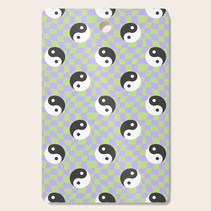 Retro psychedelic yin yang checkered pattern Cutting Board Gallery Image 1