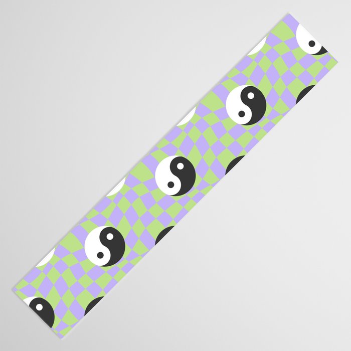 Retro psychedelic yin yang checkered pattern Table Runner Gallery Image 3