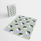Retro psychedelic yin yang checkered pattern Jigsaw Puzzle Gallery Image 2