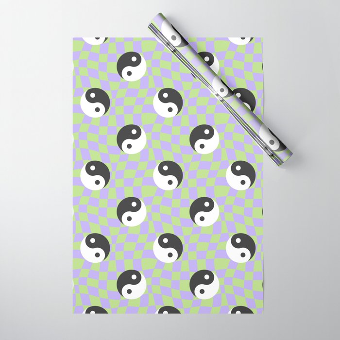 Retro psychedelic yin yang checkered pattern Wrapping Paper Gallery Image 1