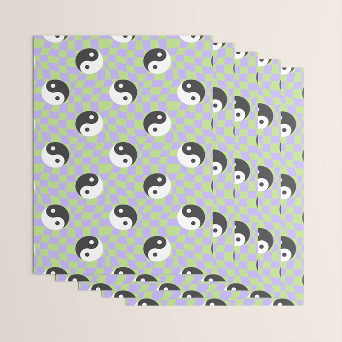 Retro psychedelic yin yang checkered pattern Wrapping Paper Gallery Image 3