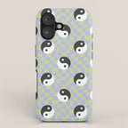 Retro psychedelic yin yang checkered pattern iPhone Case Gallery Image 1