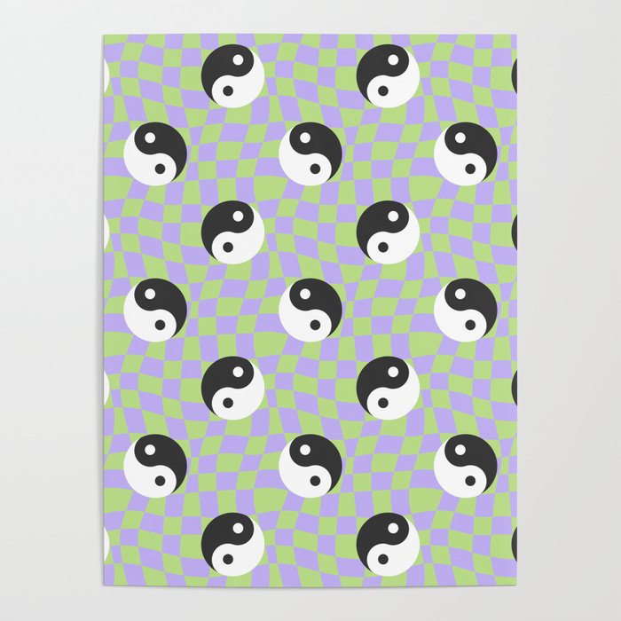 Retro psychedelic yin yang checkered pattern Poster Gallery Image 4