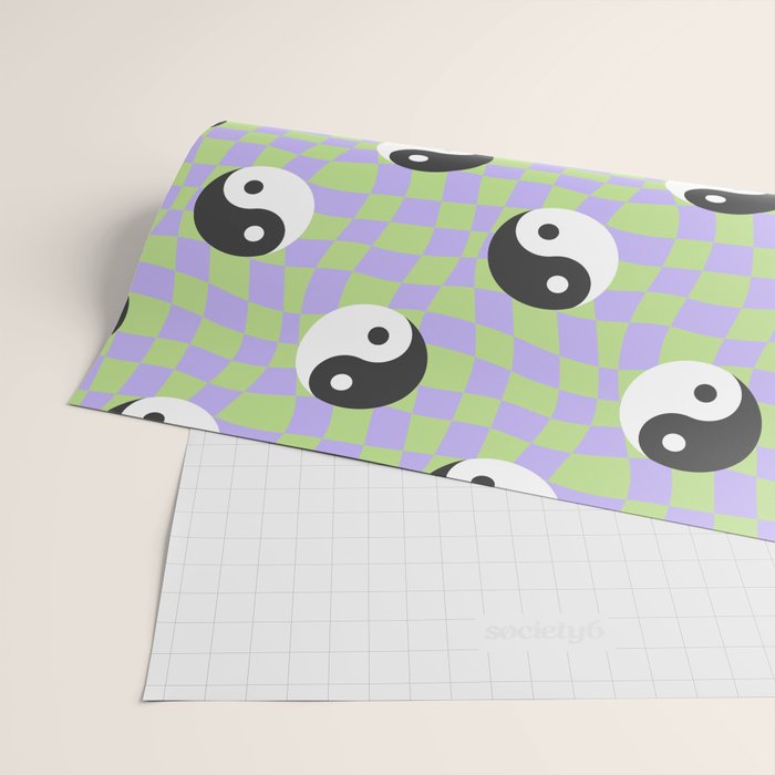 Retro psychedelic yin yang checkered pattern Wrapping Paper Gallery Image 2