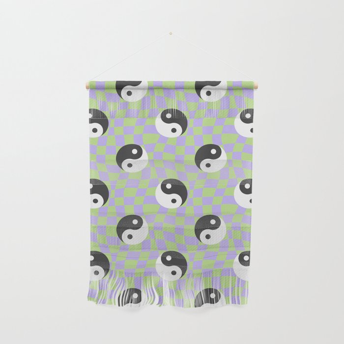 Retro psychedelic yin yang checkered pattern Wall Hanging Gallery Image 1