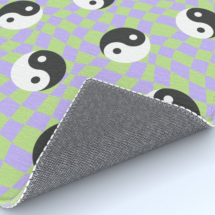 Retro psychedelic yin yang checkered pattern Rug Gallery Image 4