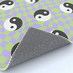 Retro psychedelic yin yang checkered pattern Rug Gallery Image 4