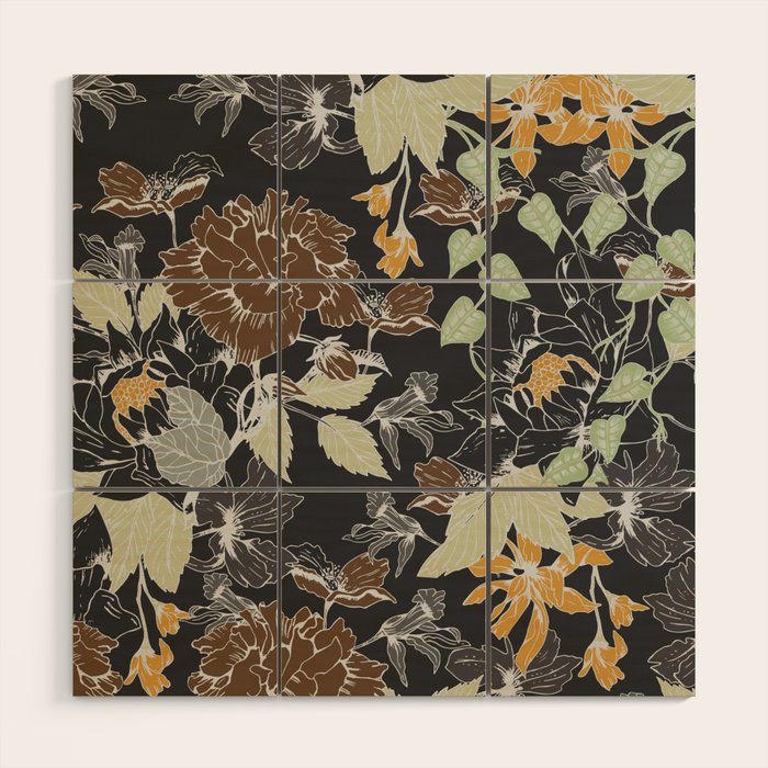 Vintage Midnight Florals Wood Wall Art Gallery Image 1