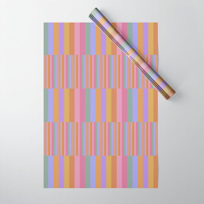 Mixed Stripes Pattern III 60s Rainbow Wrapping Paper Gallery Image 1