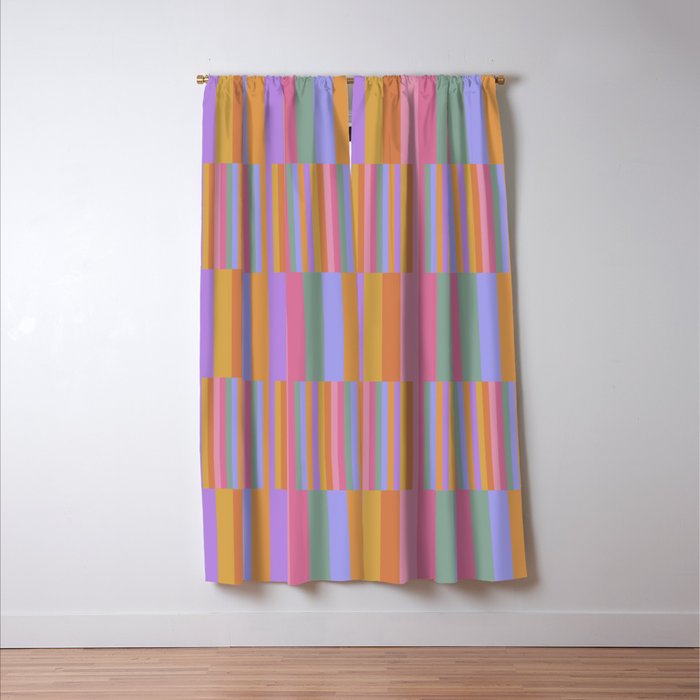 Mixed Stripes Pattern III 60s Rainbow Window Curtain Gallery Image 3