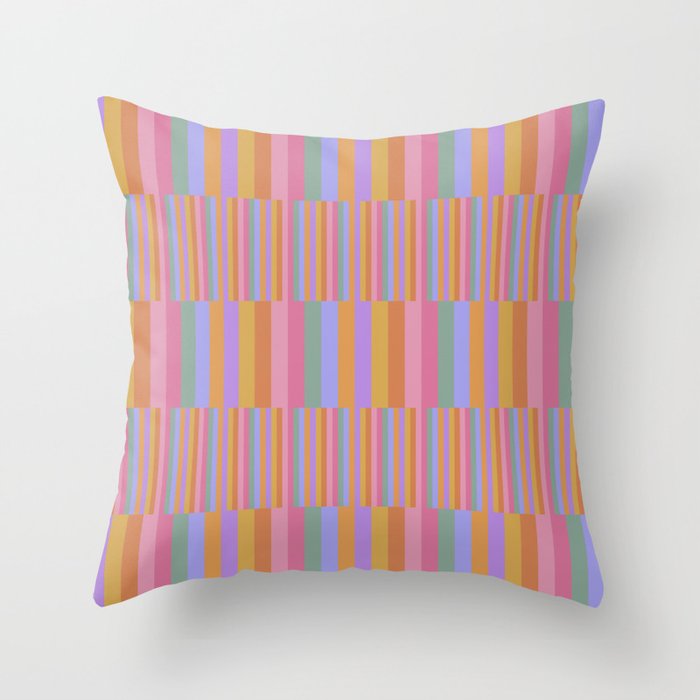 Mixed Stripes Pattern III 60s Rainbow Throw Pillow Gallery Image 6