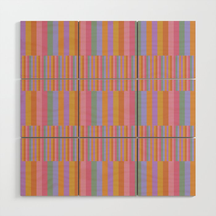 Mixed Stripes Pattern III 60s Rainbow Wood Wall Art Gallery Image 1