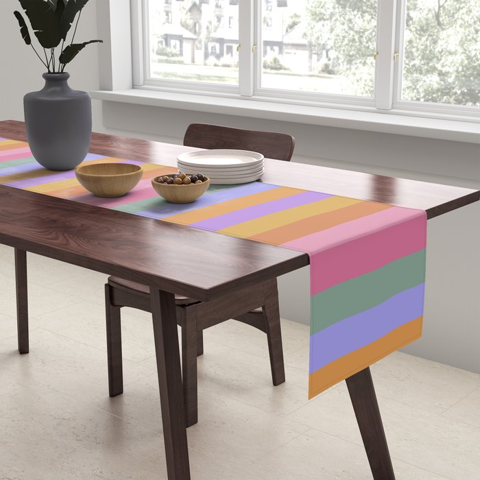 Mixed Stripes Pattern III 60s Rainbow Table Runner Gallery Image 2