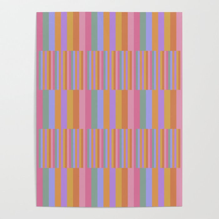 Mixed Stripes Pattern III 60s Rainbow Poster Gallery Image 1