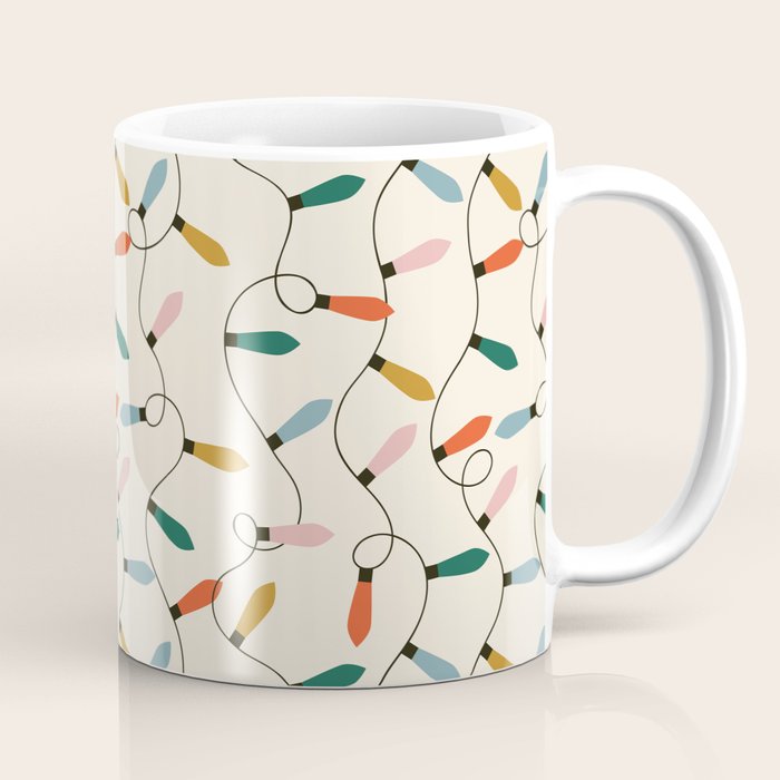 Vintage christmas lights art pattern Coffee Mug Gallery Image 1