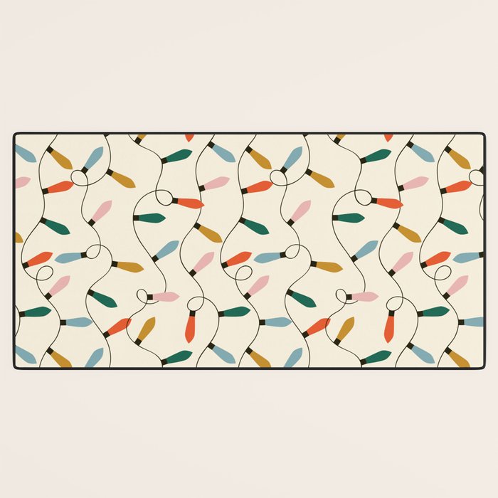 Vintage christmas lights art pattern Desk Mat Gallery Image 3