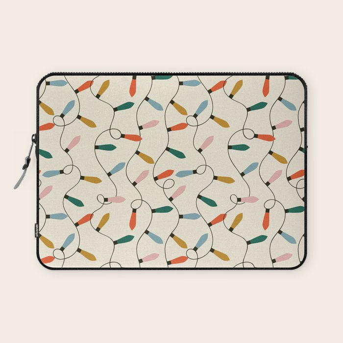 Vintage christmas lights art pattern Laptop Sleeve Gallery Image 1