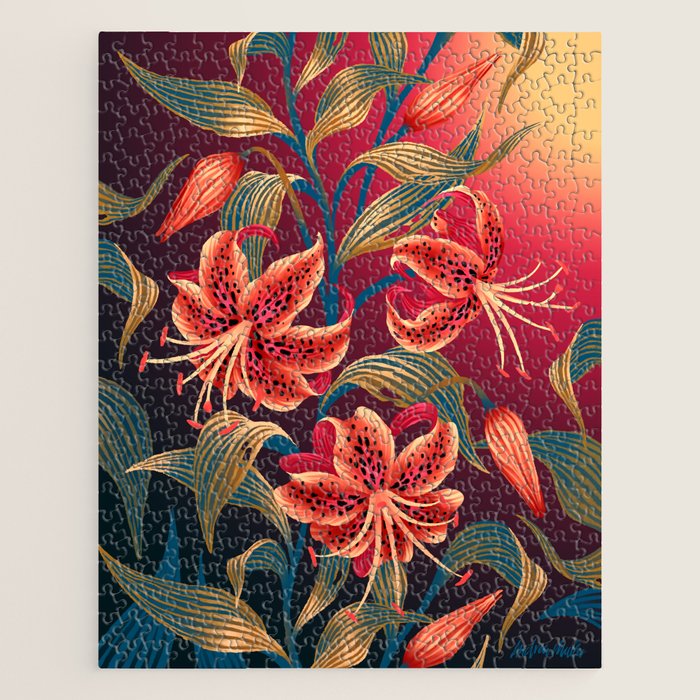 Tiger Lily - Orange Green Jigsaw Puzzle Gallery Image 1