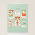 Folk Art Holiday Bells - Light Green Stationery Card Gallery Image 2