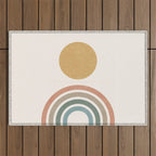 Mid-Century Modern Rainbow Outdoor Rug Gallery Image 1