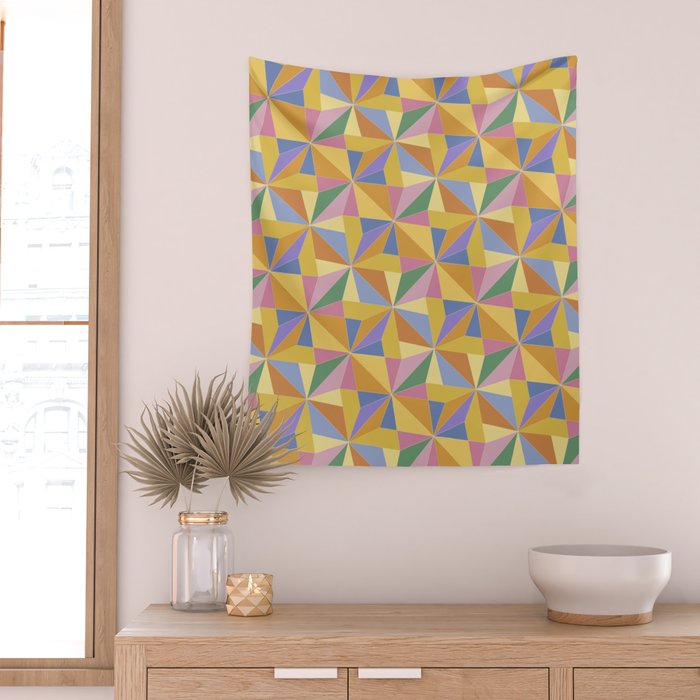 Kaleidoscope Tile Pattern IX Bright Colorful Summer Wall Tapestry Gallery Image 2