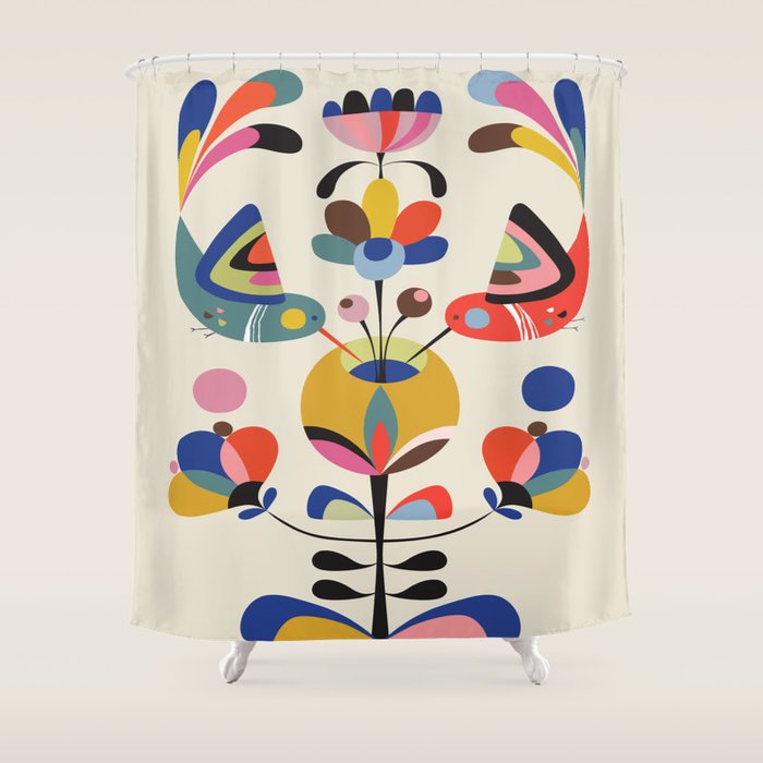 Hummingbirds & Flowers Shower Curtain Gallery Image 1