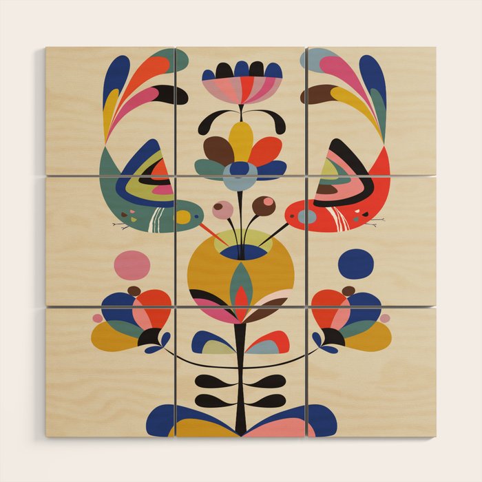 Hummingbirds & Flowers Wood Wall Art Gallery Image 1