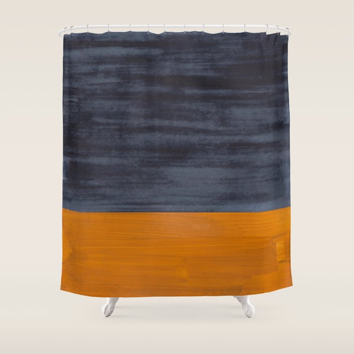 Golden Night Rothko Inspired Mid Century Modern Minimalist Color Field Shower Curtain Gallery Image 1