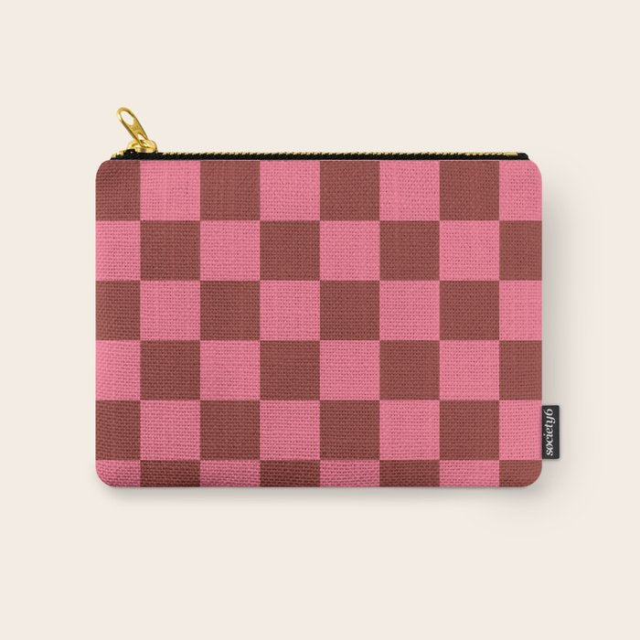 Rust x Retro Pink Mixed Checker Carry All Pouch Gallery Image 1