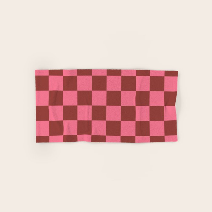Rust x Retro Pink Mixed Checker Bath Towel Gallery Image 1