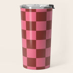 Rust x Retro Pink Mixed Checker Travel Mug Gallery Image 2