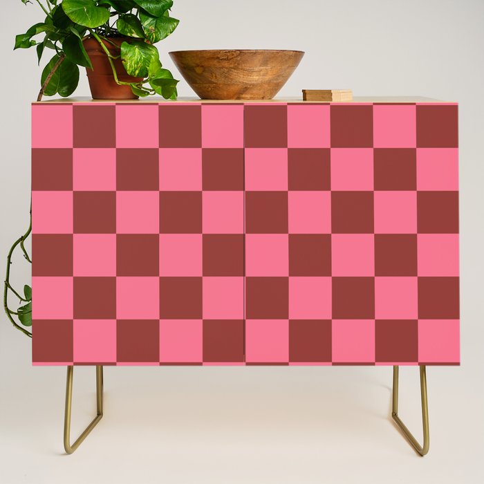 Rust x Retro Pink Mixed Checker Credenza Gallery Image 1
