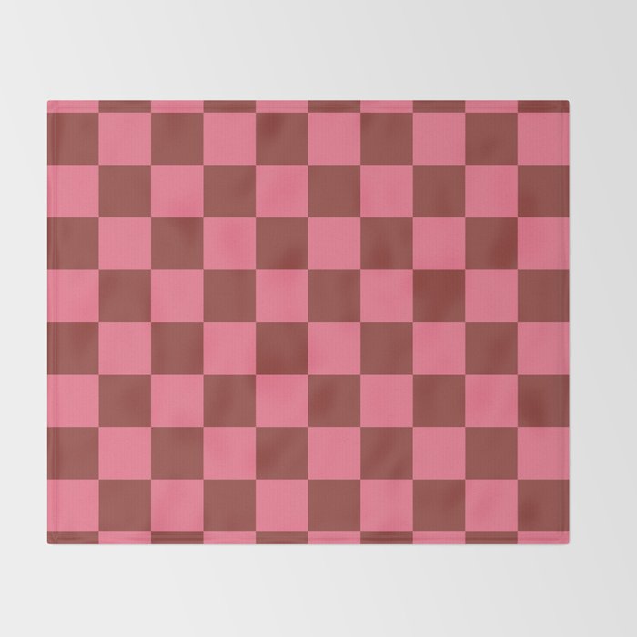 Rust x Retro Pink Mixed Checker Throw Blanket Gallery Image 2