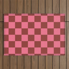 Rust x Retro Pink Mixed Checker Outdoor Rug Gallery Image 1