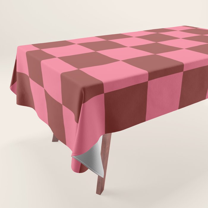 Rust x Retro Pink Mixed Checker Tablecloth Gallery Image 1