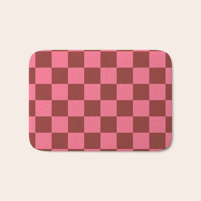 Rust x Retro Pink Mixed Checker Bath Mat Gallery Image 1