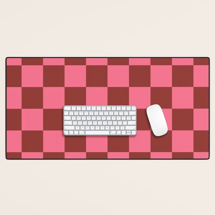 Rust x Retro Pink Mixed Checker Desk Mat Gallery Image 1