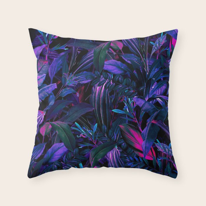 Future Garden Tropical Night Throw Pillow Gallery Image 1