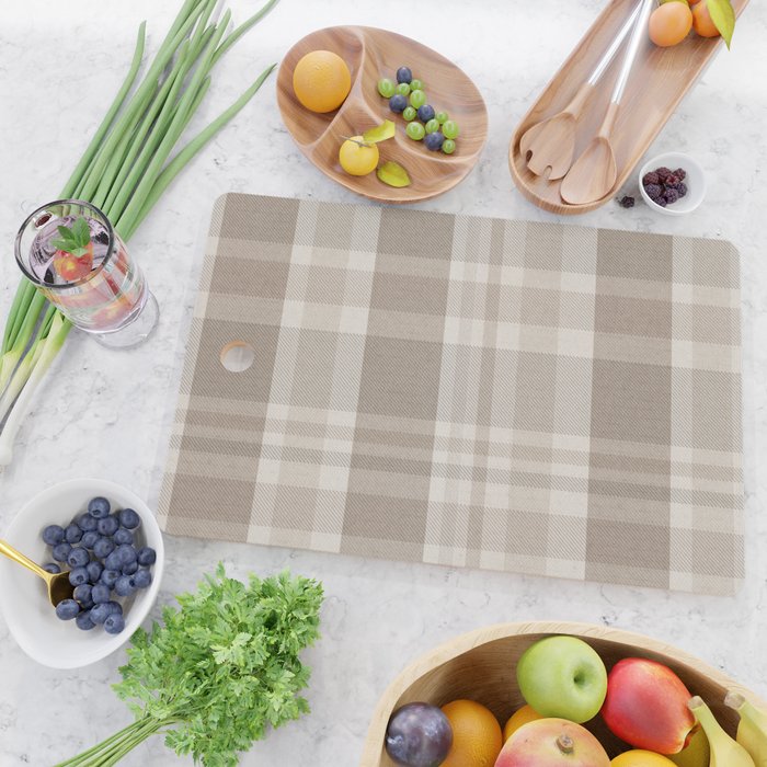 Checkered, Plaid Prints, Warm Brown Cutting Board Gallery Image 2