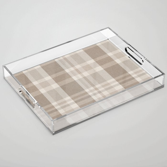 Checkered, Plaid Prints, Warm Brown Acrylic Tray Gallery Image 1
