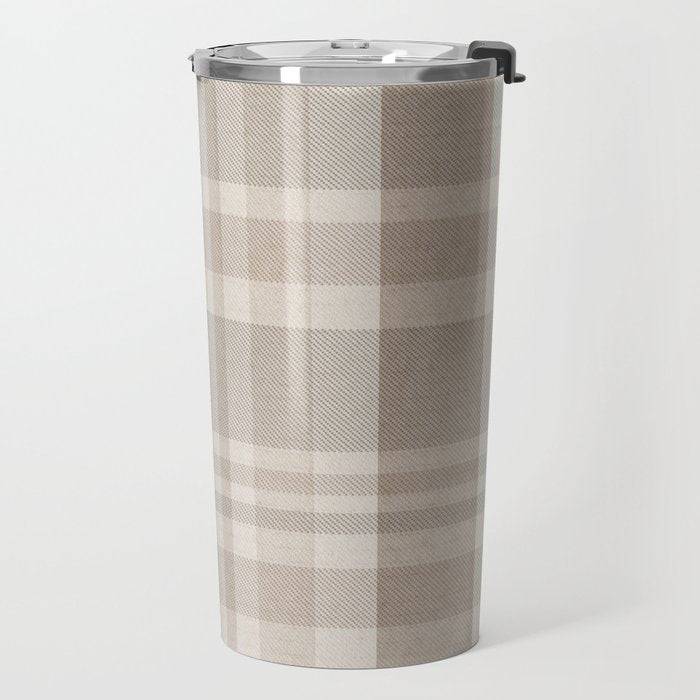 Checkered, Plaid Prints, Warm Brown Travel Mug Gallery Image 2