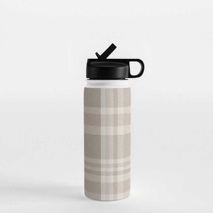 Checkered, Plaid Prints, Warm Brown Water Bottle Gallery Image 1