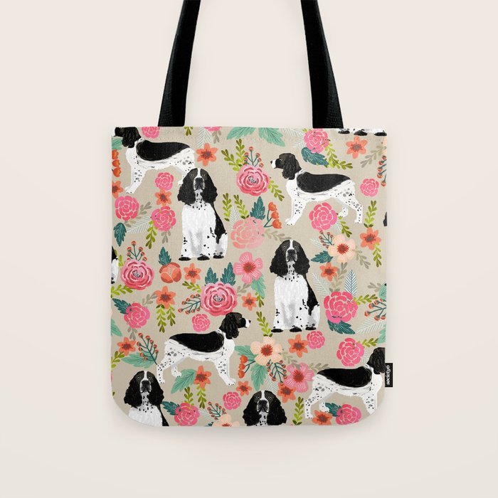 English Springer Spaniel dog breed florals dog gifts for dog lovers dog breeds Tote Bag Gallery Image 1