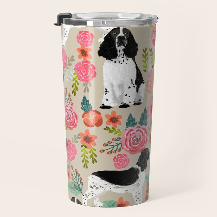 English Springer Spaniel dog breed florals dog gifts for dog lovers dog breeds Travel Mug Gallery Image 3