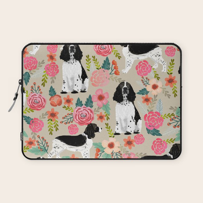 English Springer Spaniel dog breed florals dog gifts for dog lovers dog breeds Laptop Sleeve Gallery Image 1
